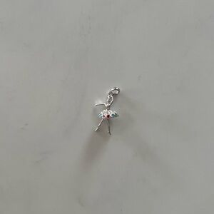 Source Unknown Silver Ballerina Necklace with Multicolor Accents